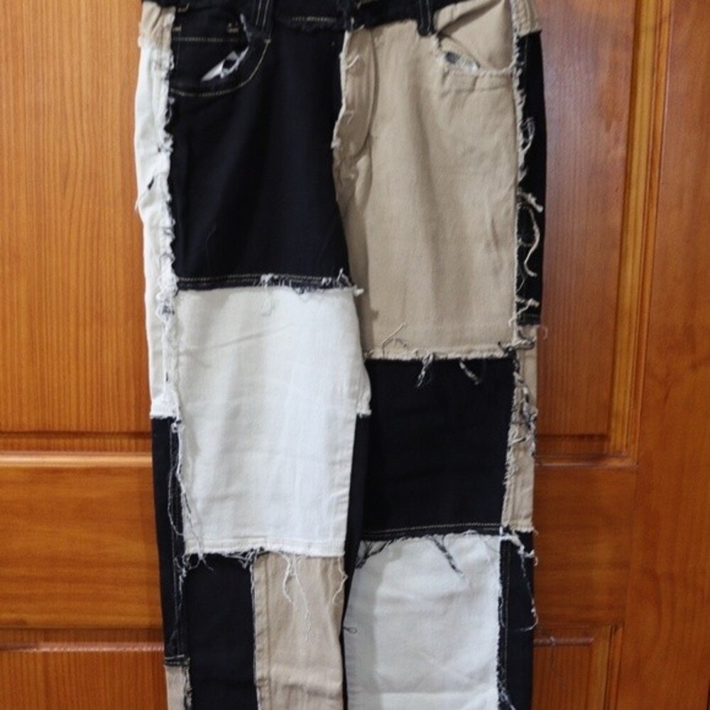 Crazy Cool Patchwork Mismatched Ragged Raw Edge J… - image 8